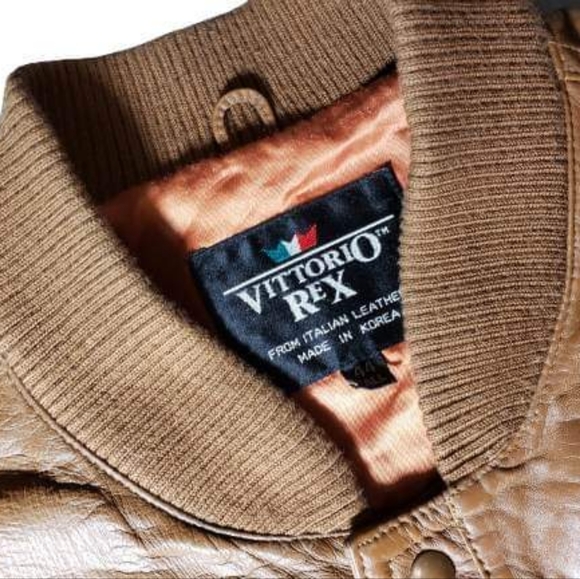 Vittorio Rex Men's Italian Leather Bomber Jacket 44 Tall - Picture 2 of 3